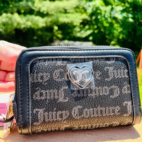 Juicy Couture Dome Satchel & Wallet Set Gothic Logo Black Crossbody Bag NWT - Picture 8 of 9